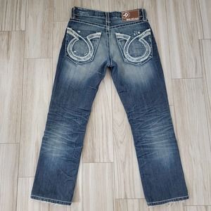 Big Star Pioneer Boot Distressed Jeans Men's Size 30x28 Thick Stitch Western